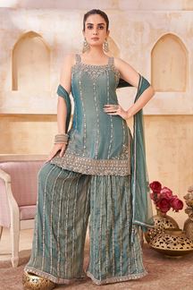 Picture of  Lovely Designer Palazzo Suit for Engagement, Wedding, and Reception