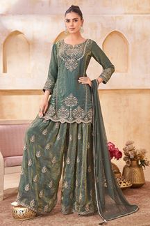 Picture of  Stunning Designer Palazzo Suit for Mehendi, Wedding, and Reception