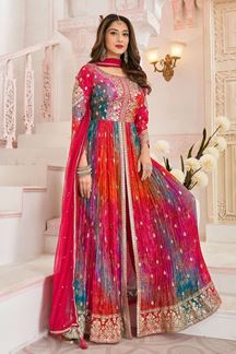 Picture of  Flawless Dola Silk Designer Anarkali Suit for Reception, Sangeet, and Parties