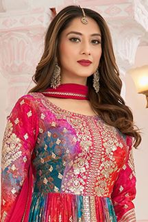Picture of  Flawless Dola Silk Designer Anarkali Suit for Reception, Sangeet, and Parties