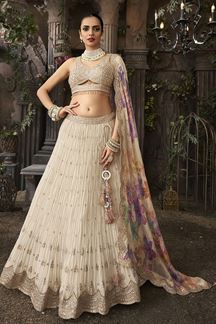 Picture of  Exuberant Organza Designer Indo-Western Lehenga Choli for Engagement and Reception