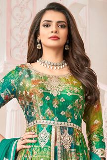 Picture of  Exquisite Dola Silk Designer Anarkali Suit for Reception, Sangeet, and Parties