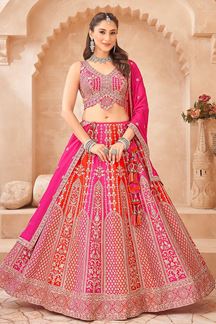 Picture of  Glamorous Silk Designer Indo-Western Lehenga Choli for Wedding and Reception