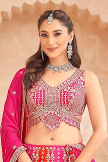 Picture of  Glamorous Silk Designer Indo-Western Lehenga Choli for Wedding and Reception
