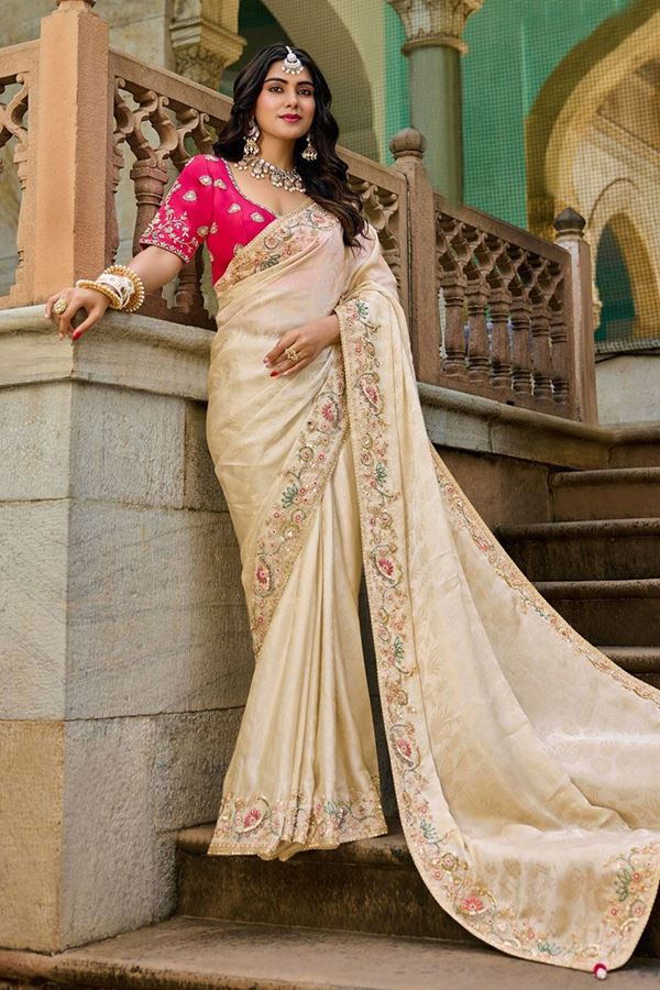 Picture of Mesmerizing Viscose Satin Tissue Designer Saree for Engagement, Wedding, and Reception