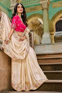 Picture of Mesmerizing Viscose Satin Tissue Designer Saree for Engagement, Wedding, and Reception