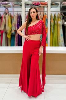 Picture of  Glorious Net Designer Palazzo Suit for Engagement, Sangeet, and Parties