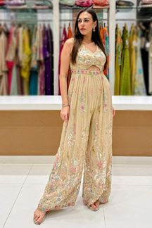 Picture of  Gorgeous Ivory Designer Indo-Western Outfit for Engagement, Sangeet, and Parties