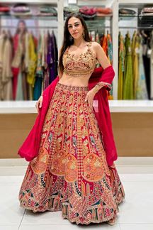 Picture of  Attractive Dola Silk Designer Indo-Western Lehenga Choli for Wedding and Reception