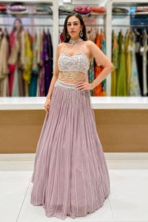 Picture of  Beautiful Net Designer Indo-Western Lehenga Choli for Engagement and Reception