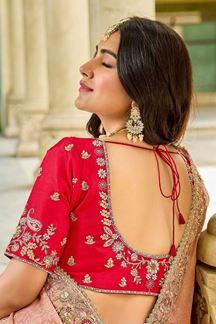 Picture of  Royal Viscose Satin Tissue Designer Saree for Engagement, Wedding, and Reception