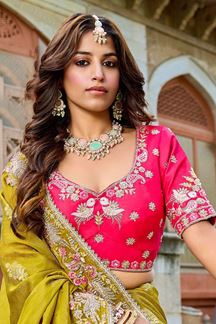 Picture of  Striking Viscose Satin Tissue Designer Saree for Haldi, Wedding, and Reception
