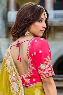 Picture of  Striking Viscose Satin Tissue Designer Saree for Haldi, Wedding, and Reception