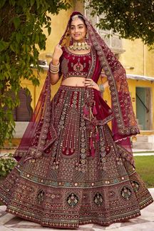 Picture of  Ethnic Premium Velvet Designer Bridal Lehenga Choli for Wedding