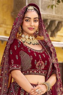 Picture of  Ethnic Premium Velvet Designer Bridal Lehenga Choli for Wedding