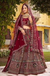Picture of  Ethnic Premium Velvet Designer Bridal Lehenga Choli for Wedding