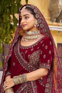 Picture of  Captivating Premium Velvet Designer Bridal Lehenga Choli for Wedding