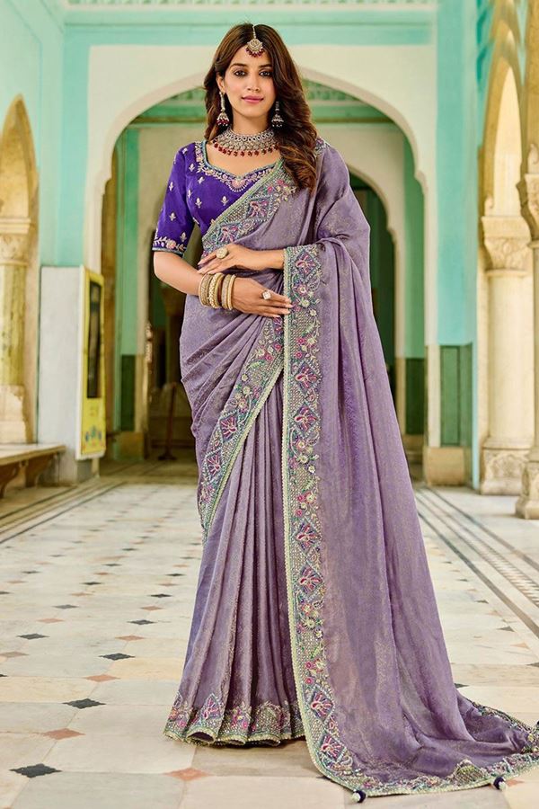 Picture of  Amazing Viscose Satin Tissue Designer Saree for Engagement, Wedding, and Reception