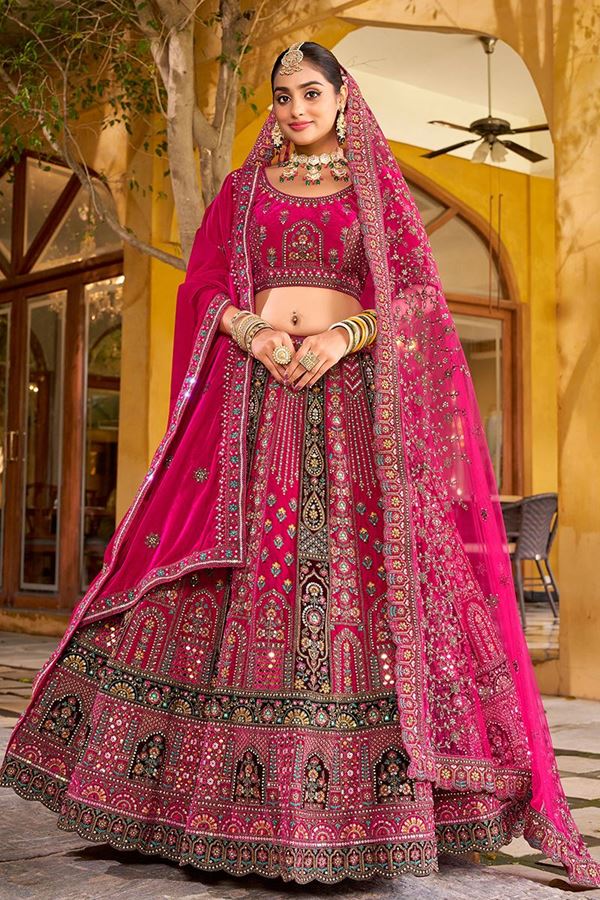 Picture of  Fascinating Premium Velvet Designer Bridal Lehenga Choli for Wedding