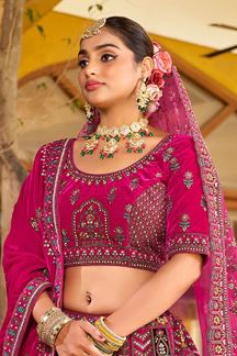 Picture of  Fascinating Premium Velvet Designer Bridal Lehenga Choli for Wedding