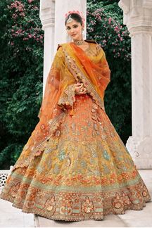 Picture of  Pretty Silk Designer Bridal Lehenga Choli for Wedding and Reception