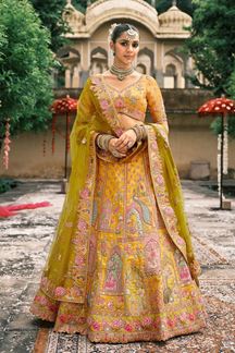 Picture of  Aesthetic Silk Designer Bridal Lehenga Choli for Haldi, Wedding and Reception