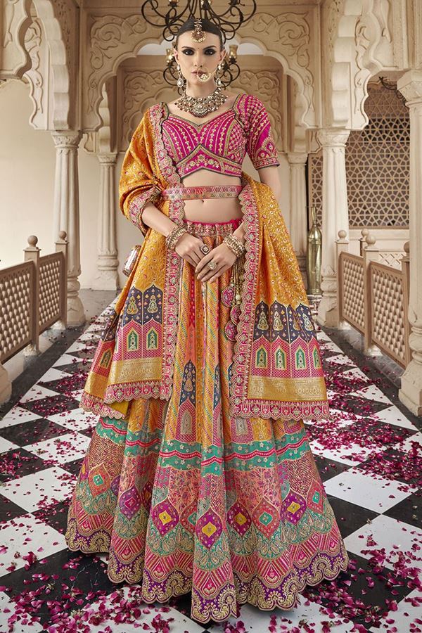 Picture of  Beautiful Premium Banarasi Silk Designer Bridal Lehenga Choli for Wedding and Reception