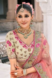 Picture of  Delightful Silk Designer Bridal Lehenga Choli for Wedding and Reception