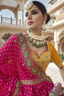 Picture of  Attractive Premium Banarasi Silk Designer Bridal Lehenga Choli for Wedding and Reception