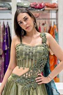 Picture of  Artistic Chiffon Designer Indo-Western Lehenga Choli for Engagement, Reception, and Mehendi