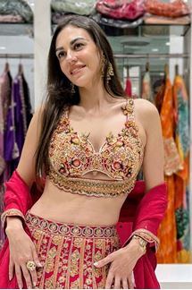 Picture of  Attractive Dola Silk Designer Indo-Western Lehenga Choli for Wedding and Reception