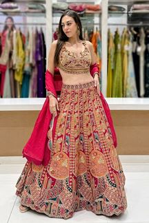 Picture of  Attractive Dola Silk Designer Indo-Western Lehenga Choli for Wedding and Reception