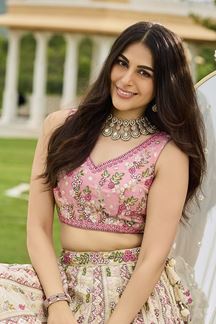 Picture of  Breathtaking Tissue Designer Indo-Western Lehenga Choli for Engagement and Reception