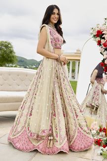 Picture of  Breathtaking Tissue Designer Indo-Western Lehenga Choli for Engagement and Reception