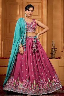 Picture of  Aesthetic Silk Designer Indo-Western Lehenga Choli for Engagement and Reception