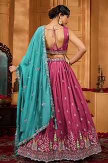 Picture of  Aesthetic Silk Designer Indo-Western Lehenga Choli for Engagement and Reception