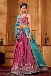Picture of  Aesthetic Silk Designer Indo-Western Lehenga Choli for Engagement and Reception