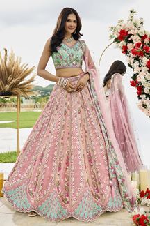 Picture of  Ethnic Tissue Designer Indo-Western Lehenga Choli for Engagement and Reception