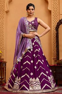 Picture of  Enticing Silk Designer Indo-Western Lehenga Choli for Wedding and Reception