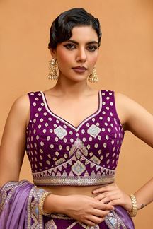 Picture of  Enticing Silk Designer Indo-Western Lehenga Choli for Wedding and Reception