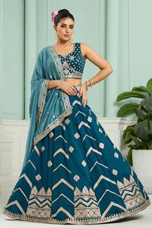 Picture of  Irresistible Silk Designer Indo-Western Lehenga Choli for Wedding and Reception