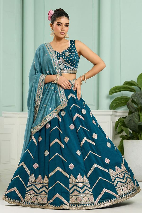 Picture of  Irresistible Silk Designer Indo-Western Lehenga Choli for Wedding and Reception