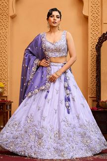 Picture of  Captivating Tissue Designer Indo-Western Lehenga Choli for Engagement and Reception