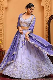 Picture of  Captivating Tissue Designer Indo-Western Lehenga Choli for Engagement and Reception