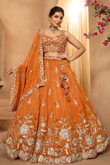 Picture of  Lovely Tissue Designer Indo-Western Lehenga Choli for Wedding, Engagement, and Reception