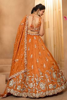 Picture of  Lovely Tissue Designer Indo-Western Lehenga Choli for Wedding, Engagement, and Reception