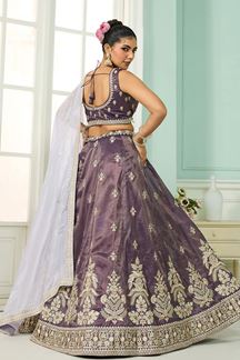 Picture of  Charismatic Tissue Designer Indo-Western Lehenga Choli for Engagement and Reception