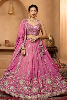 Picture of  Charming Tissue Designer Indo-Western Lehenga Choli for Wedding, Engagement, and Reception