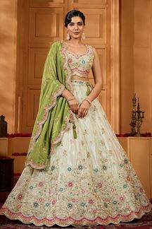 Picture of  Smashing Tissue Designer Indo-Western Lehenga Choli for Engagement and Reception