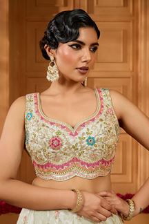 Picture of  Smashing Tissue Designer Indo-Western Lehenga Choli for Engagement and Reception